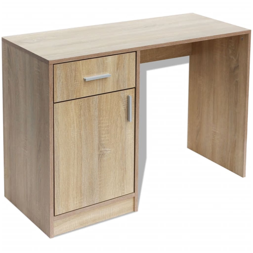 Bureau avec tiroir et placard Chêne 100x40x73 cm