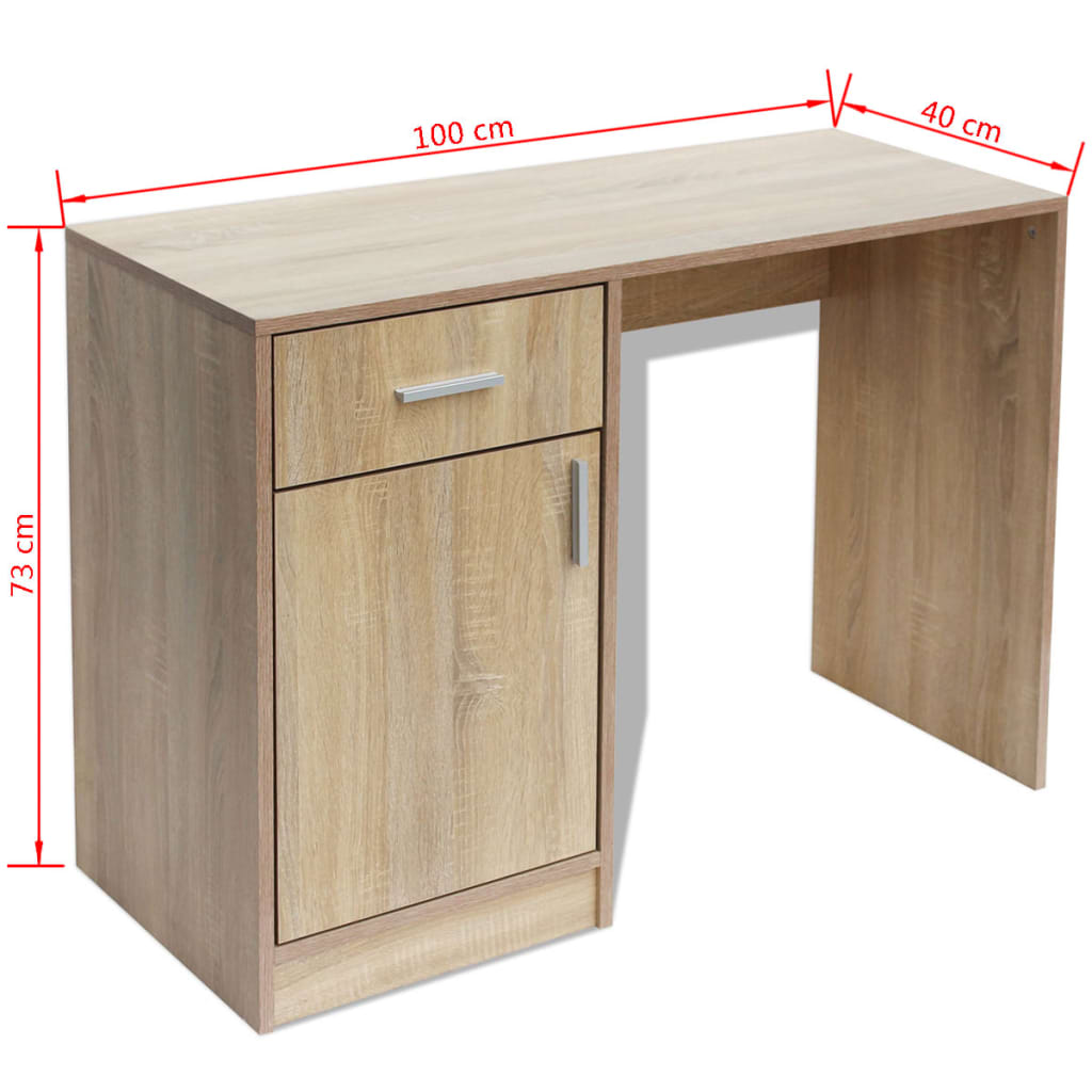 Bureau avec tiroir et placard Chêne 100x40x73 cm