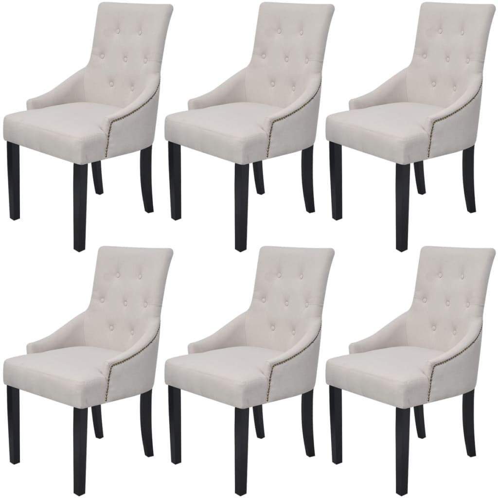 Chaises à manger lot de 6 gris crème tissu - XIOS