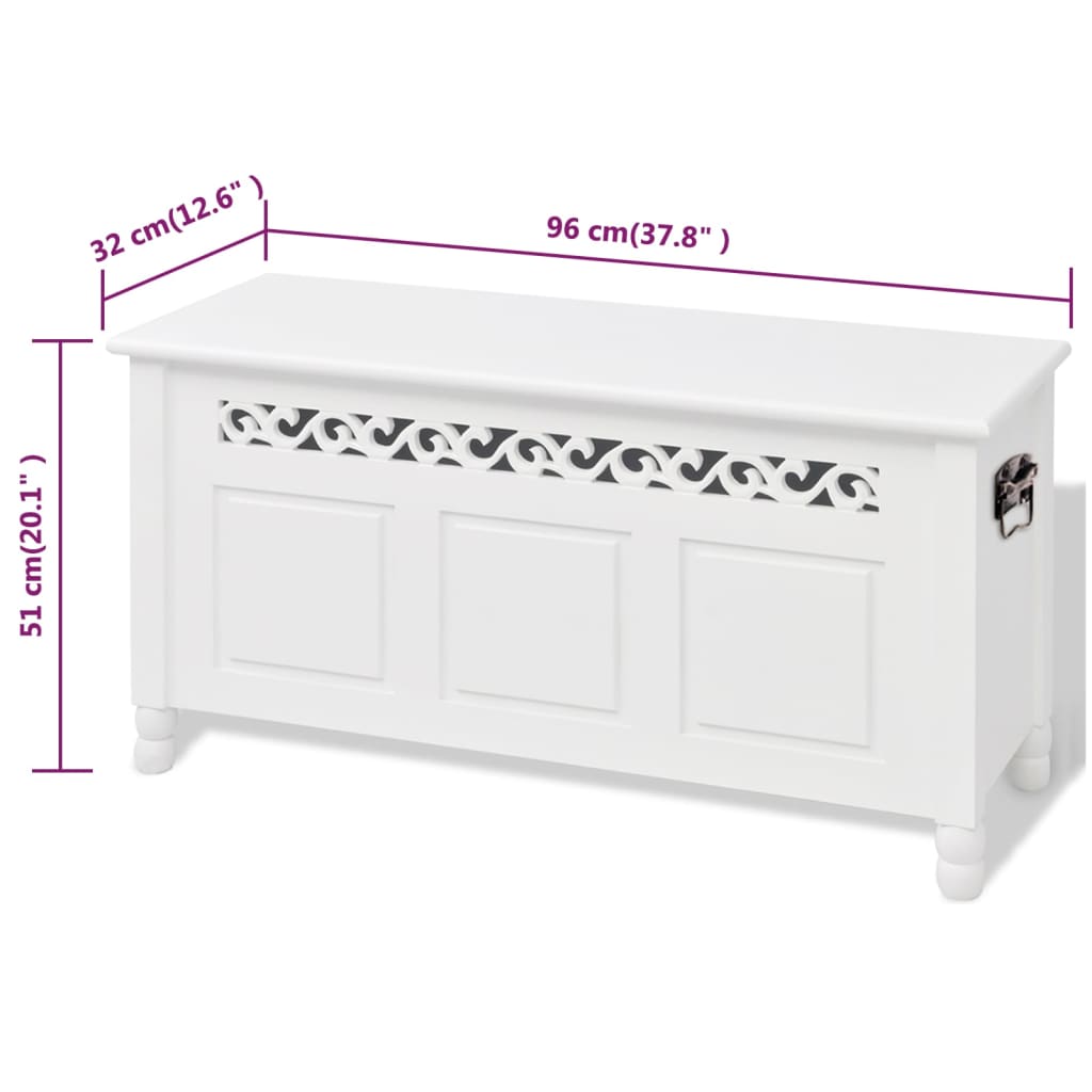 Banc de rangement en style baroque PFDM blanc - XIOS