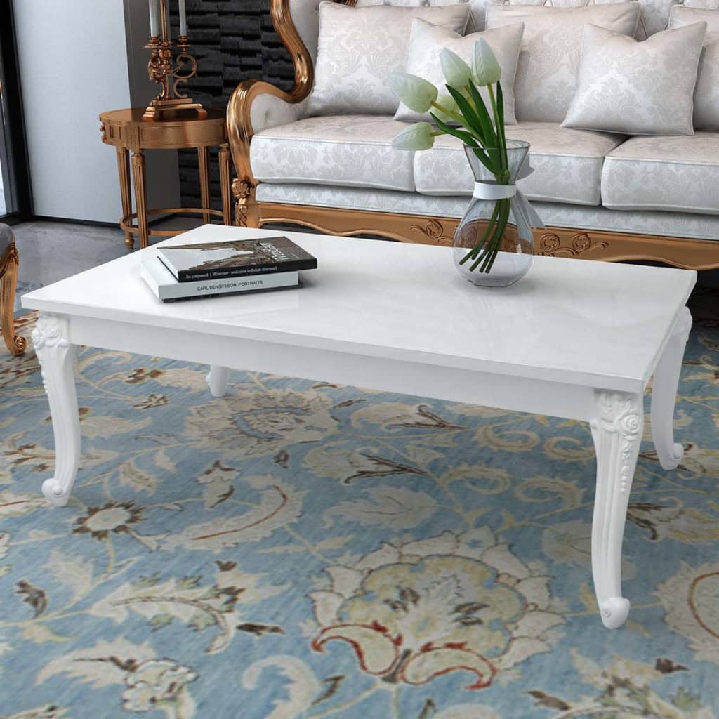 Table basse 115x65x42 cm Blanc brillant Tables basses vidaXL