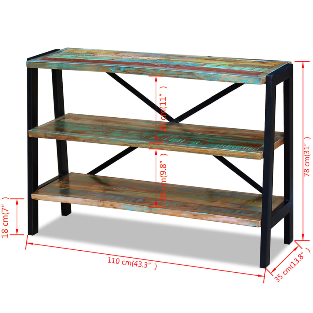 Buffet 3 étagères Bois de récupération massif - XIOS