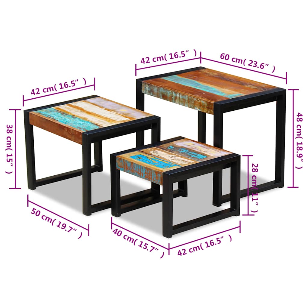 Tables gigognes 3 pcs Bois de récupération massif - XIOS