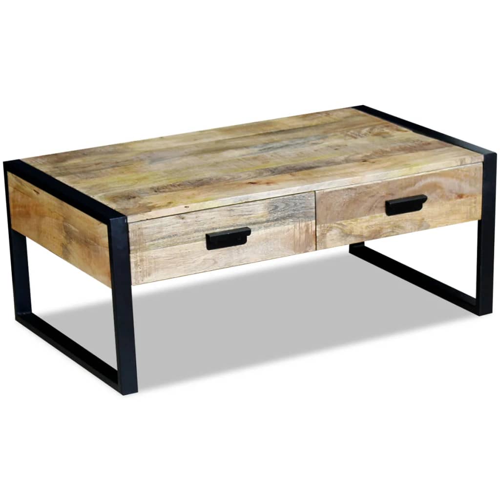 Table basse avec 2 tiroirs Bois de manguier massif 100x60x40 cm - XIOS