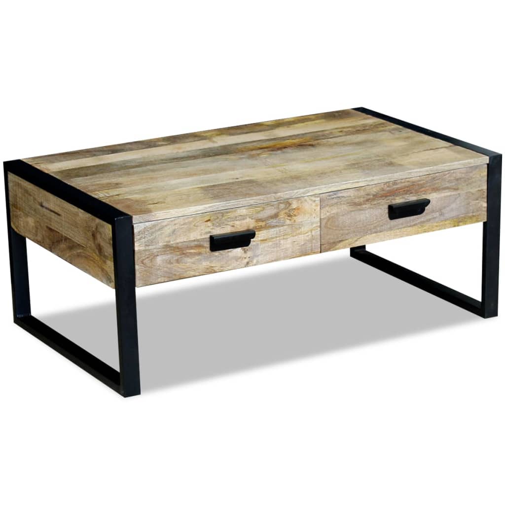 Table basse avec 2 tiroirs Bois de manguier massif 100x60x40 cm - XIOS