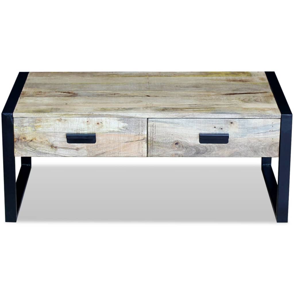Table basse avec 2 tiroirs Bois de manguier massif 100x60x40 cm - XIOS
