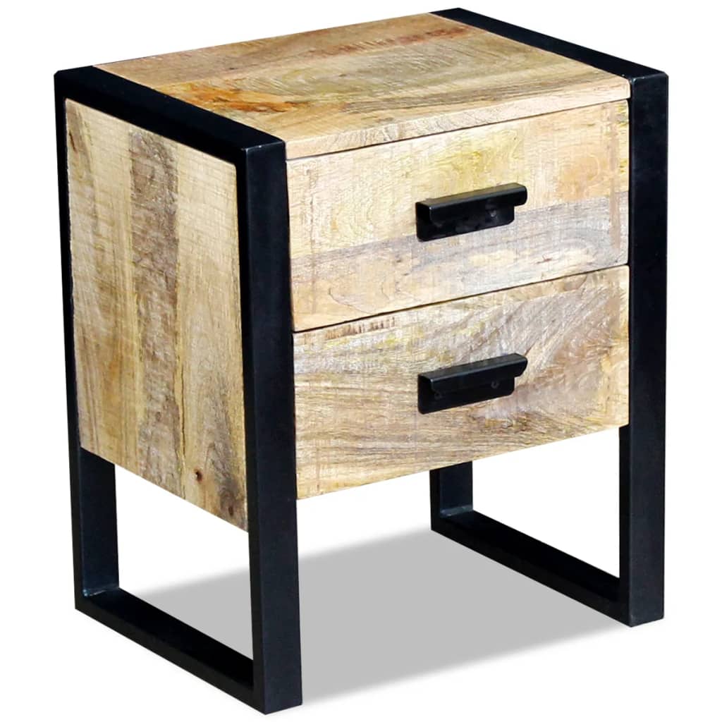 Table auxiliaire à 2 tiroirs bois manguier massif 43x33x51 cm - XIOS