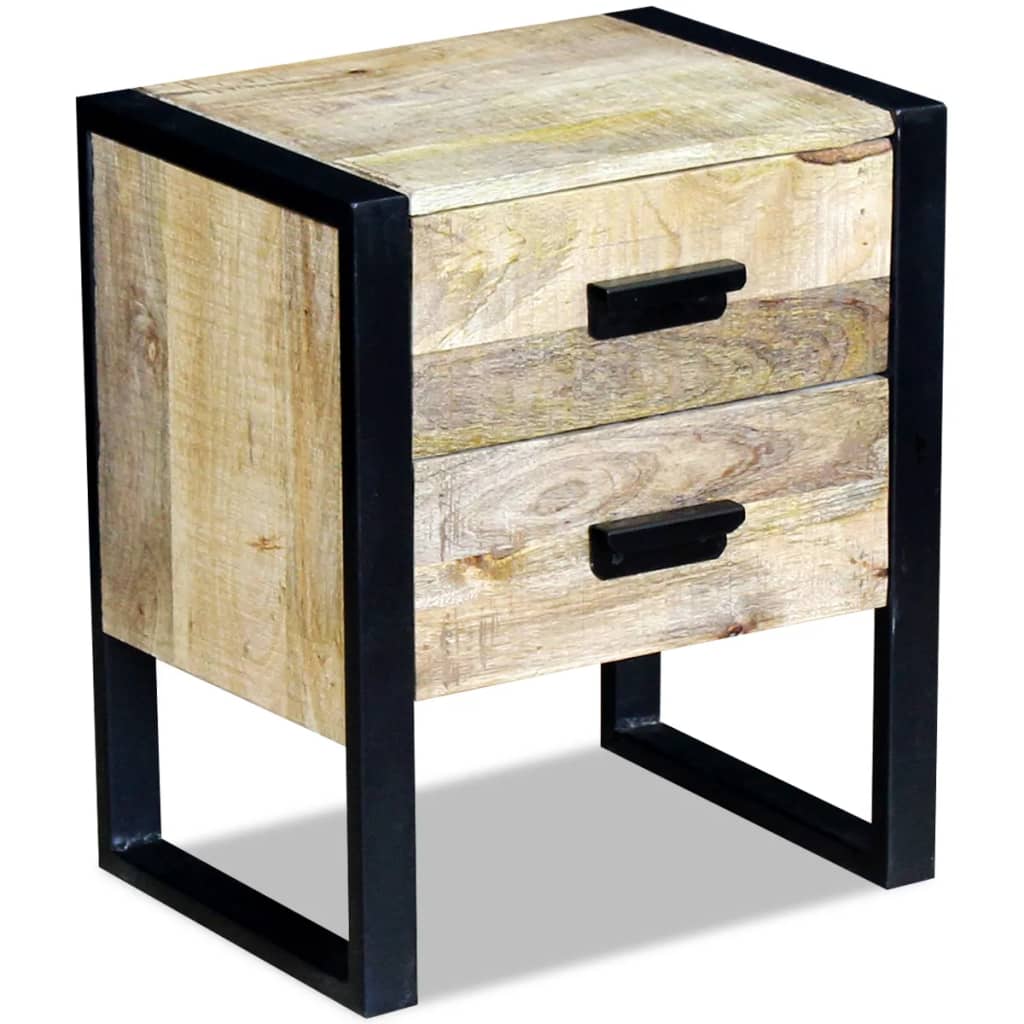 Table auxiliaire à 2 tiroirs bois manguier massif 43x33x51 cm - XIOS