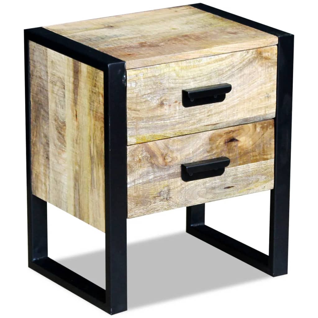 Table auxiliaire à 2 tiroirs bois manguier massif 43x33x51 cm - XIOS