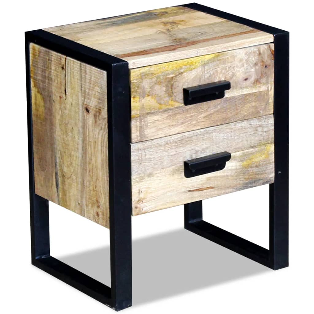 Table auxiliaire à 2 tiroirs bois manguier massif 43x33x51 cm - XIOS