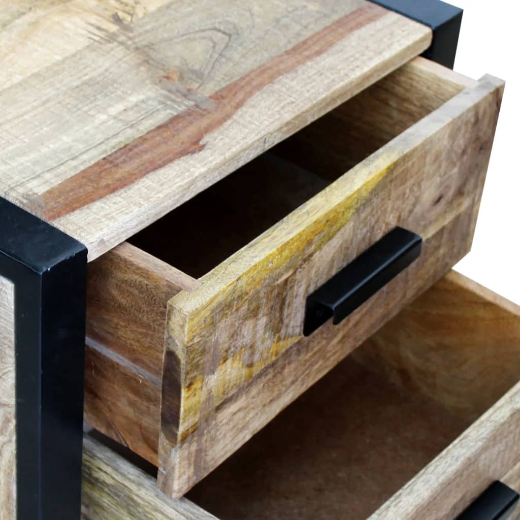 Table auxiliaire à 2 tiroirs bois manguier massif 43x33x51 cm - XIOS
