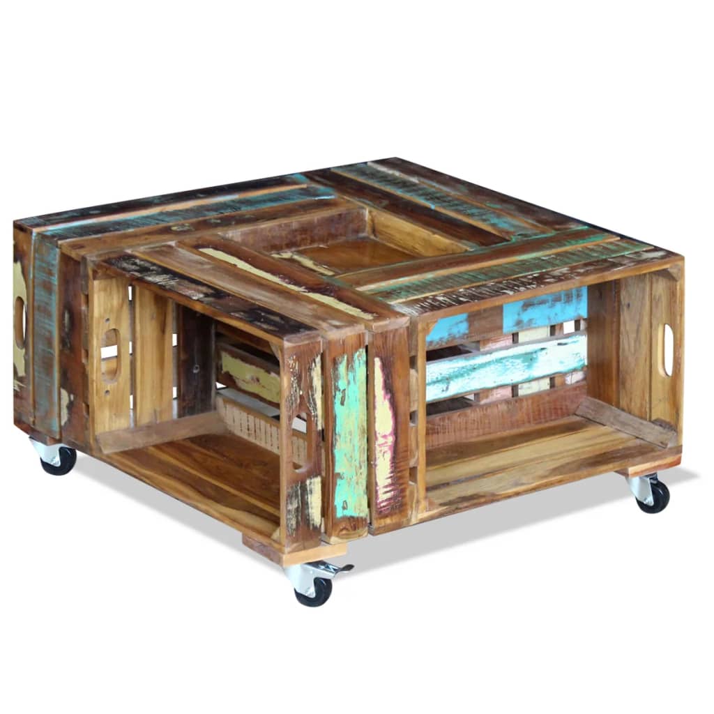 Table basse Bois de récupération massif 70x70x35 cm - XIOS