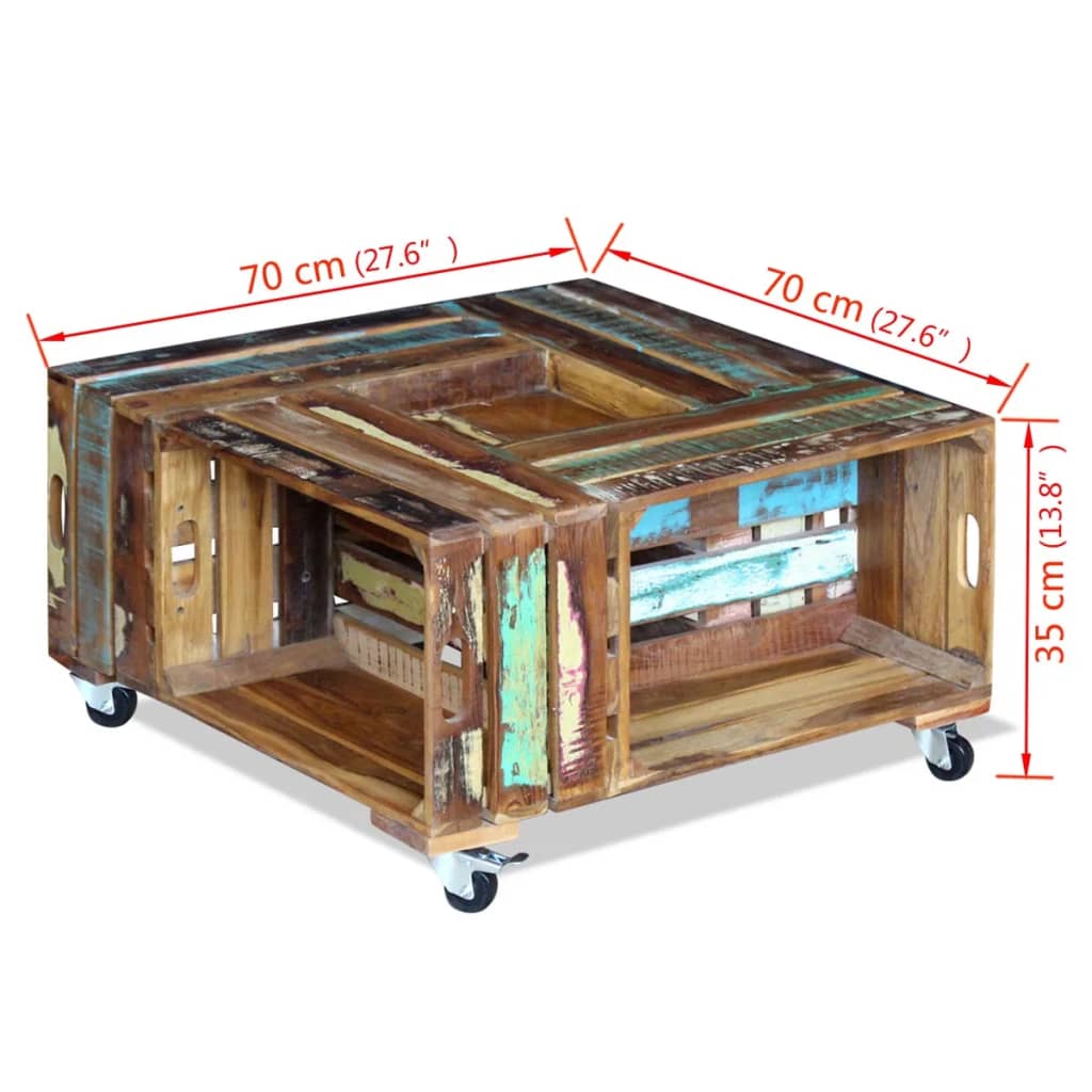 Table basse Bois de récupération massif 70x70x35 cm - XIOS