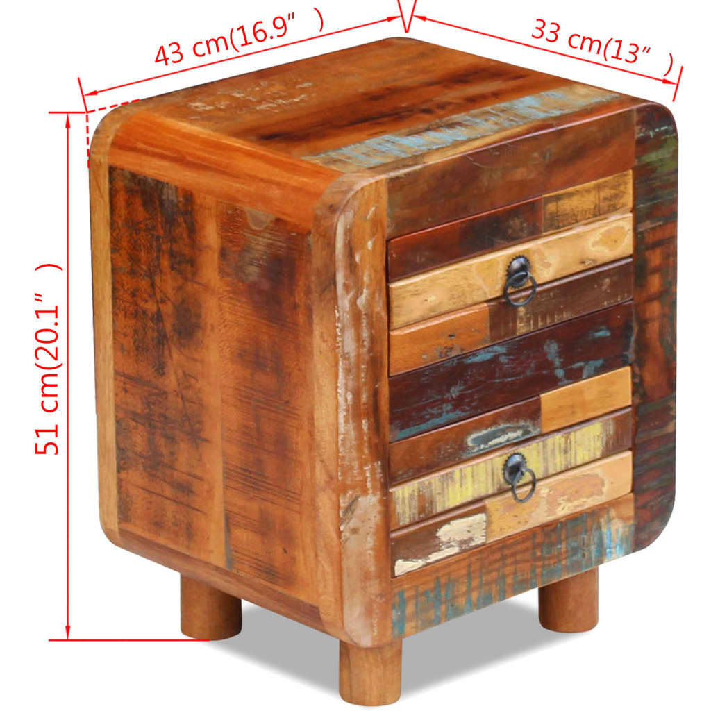 Table de chevet Bois de récupération massif 43x33x51 cm - XIOS