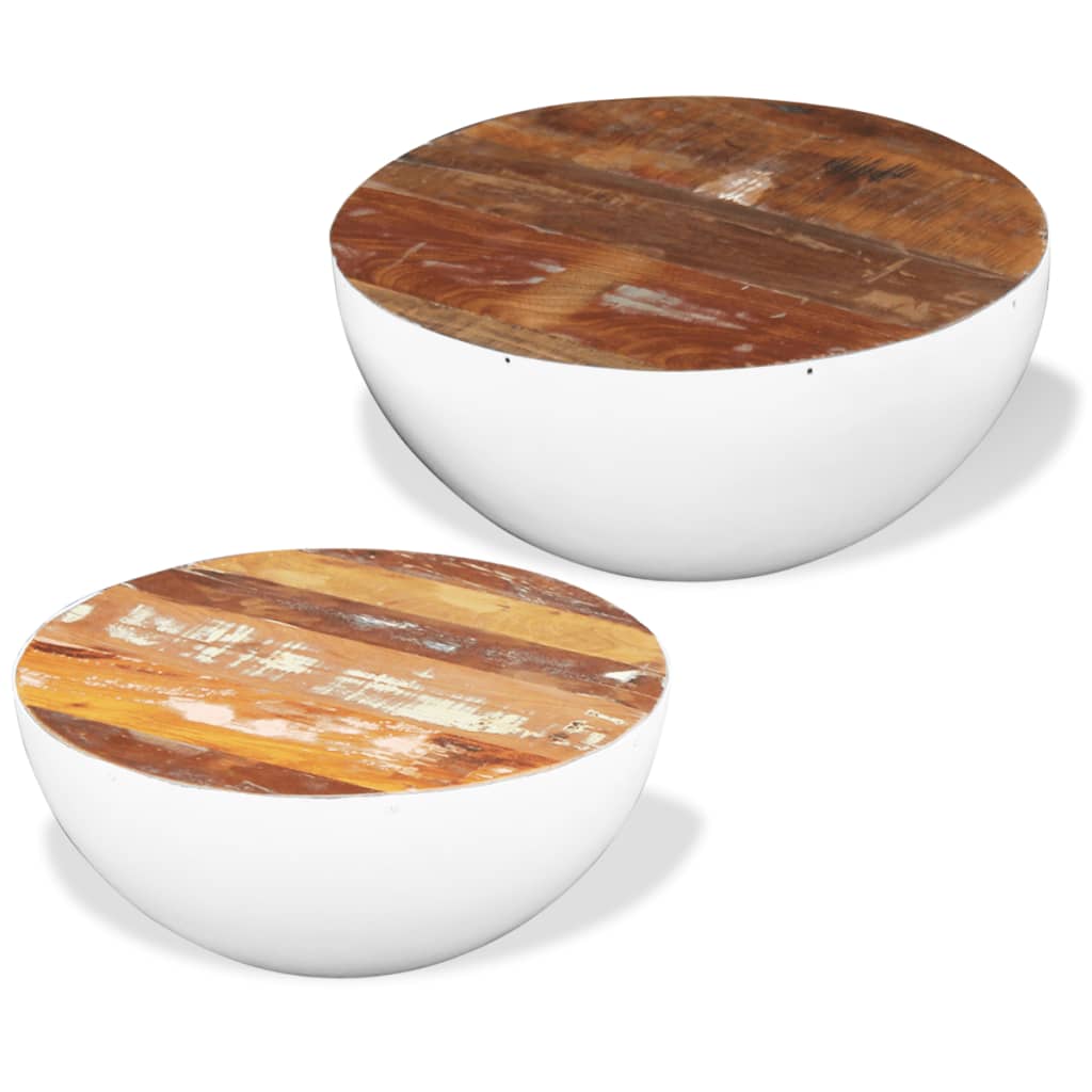 Ensemble de 2 tables basses Forme de bol Bois de récupération - XIOS