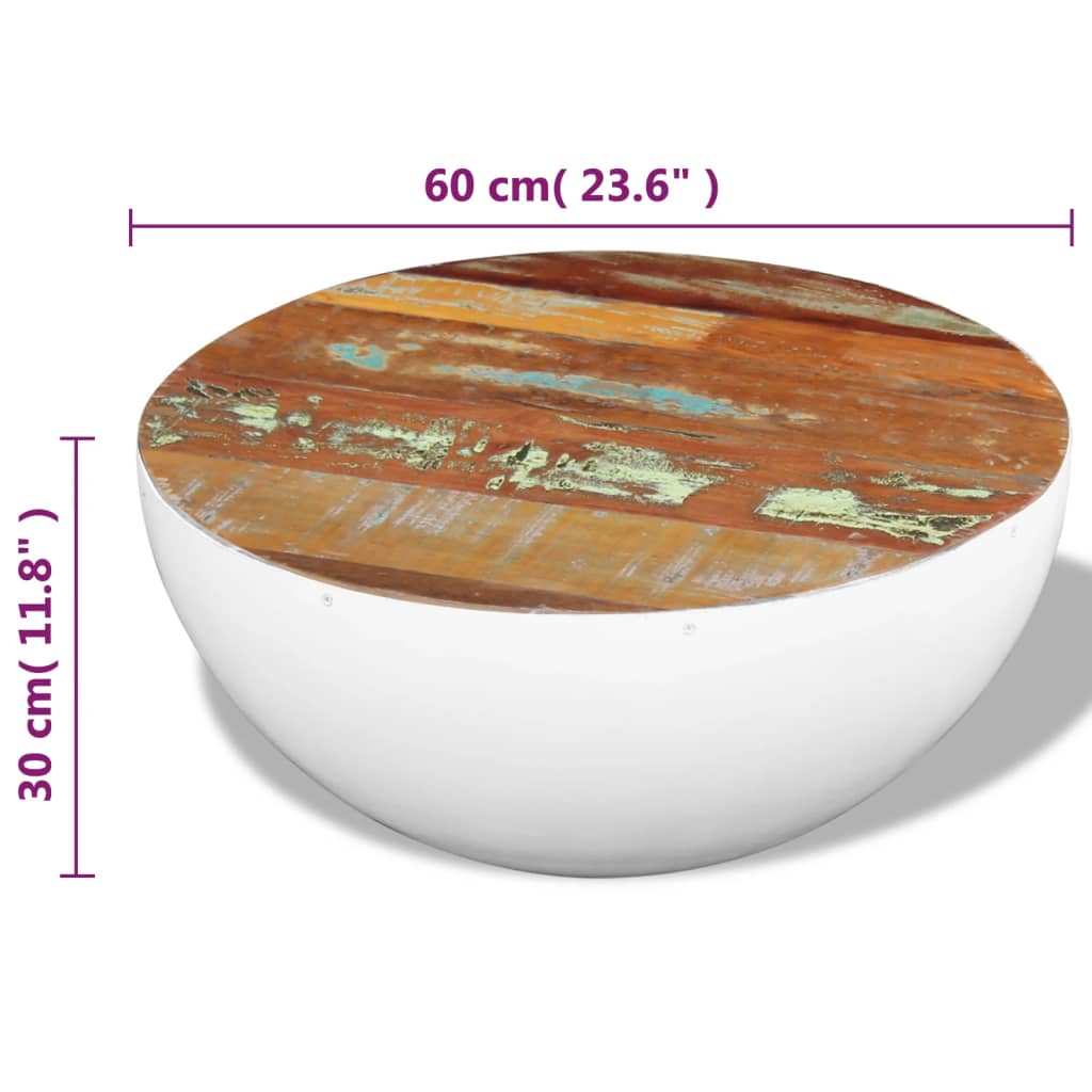Table basse Forme de bol Bois de récupération massif 60x60x30cm - XIOS