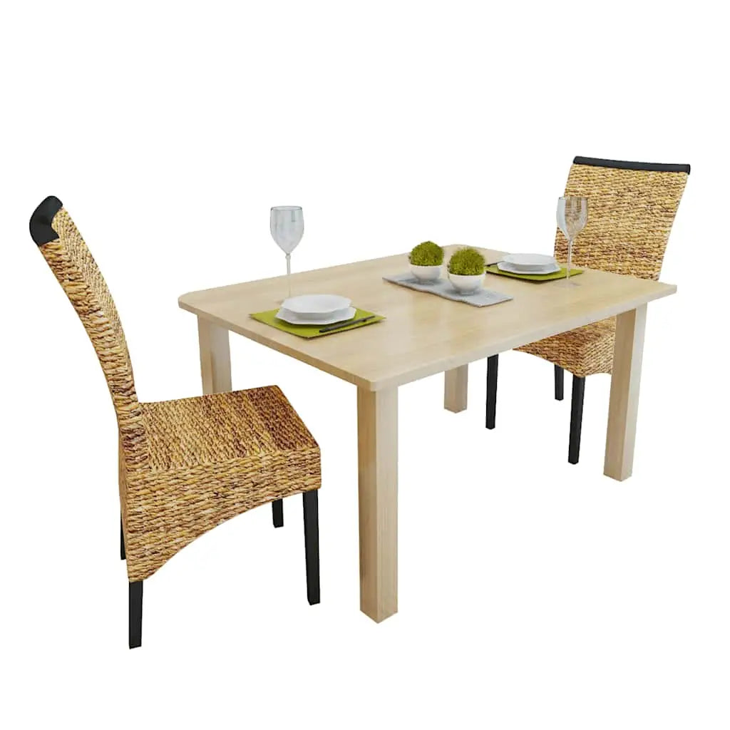 Chaises à manger lot de 2 bois solide de manguier et abaca - XIOS