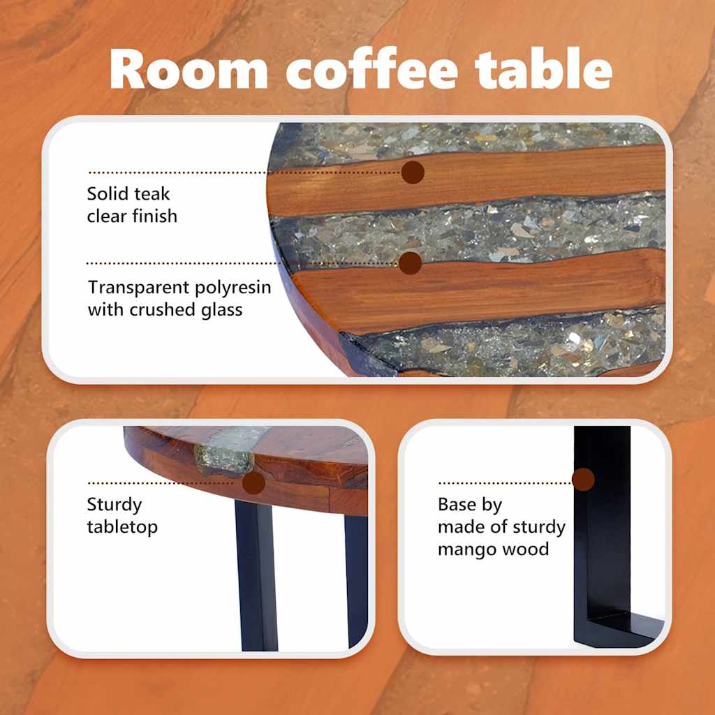 Table basse Teck Résine 60 cm - XIOS