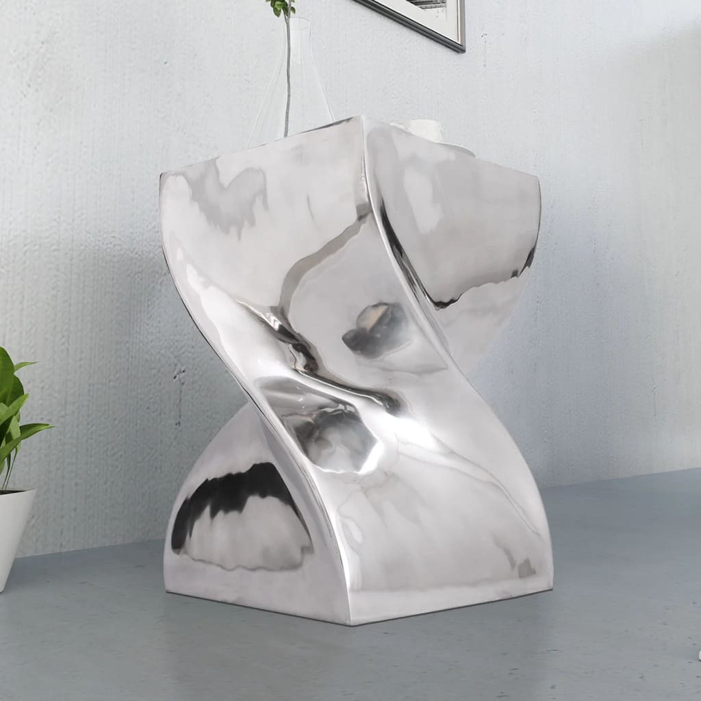 Table auxiliaire / Tabouret Forme torsadée Aluminium Argenté Tables d'appoint vidaXL