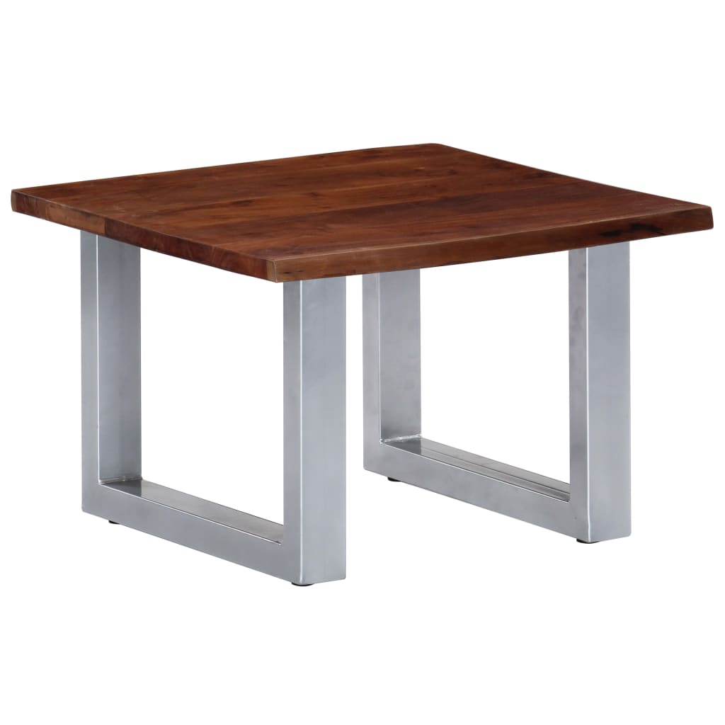 Table basse avec bord naturel 60x60x40 cm Bois d'acacia massif - XIOS