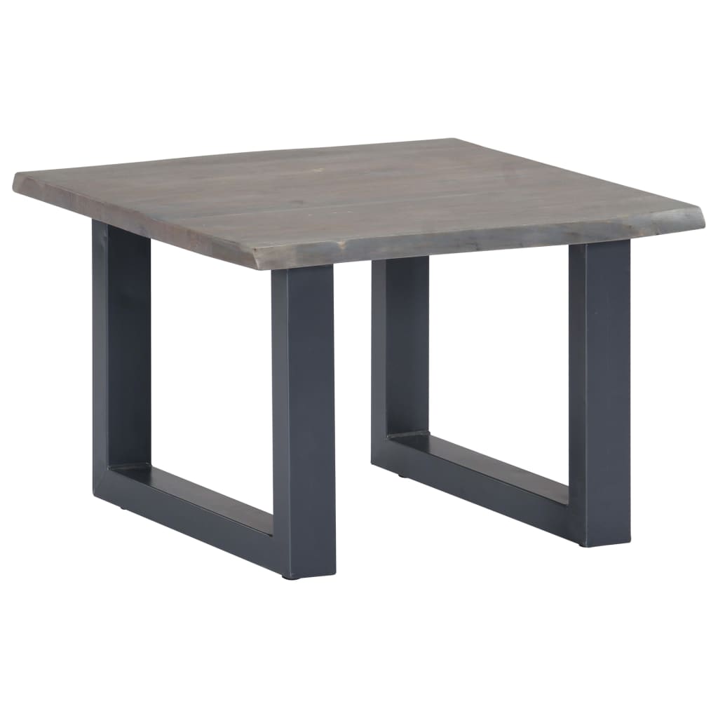 Table basse avec bord naturel Gris 60x60x40 cm Bois d'acacia - XIOS