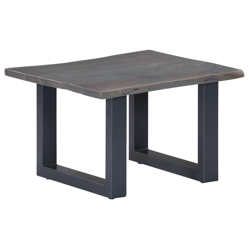 Table basse avec bord naturel Gris 60x60x40 cm Bois d'acacia - XIOS