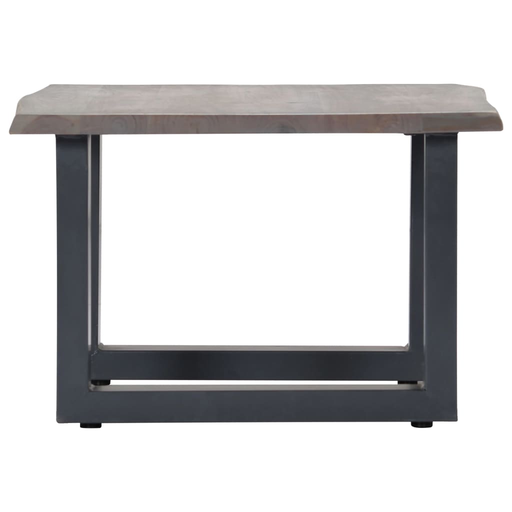 Table basse avec bord naturel Gris 60x60x40 cm Bois d'acacia - XIOS