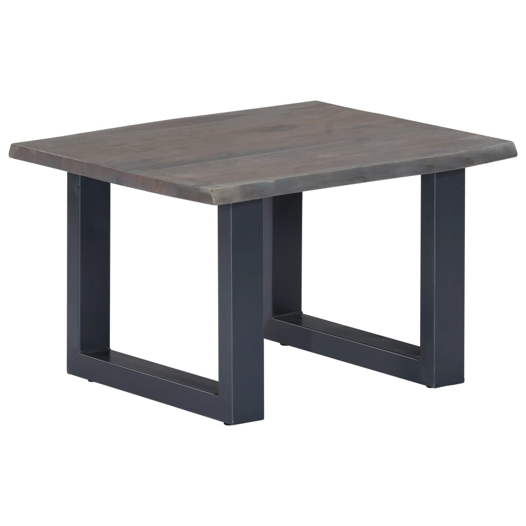 Table basse avec bord naturel Gris 60x60x40 cm Bois d'acacia - XIOS