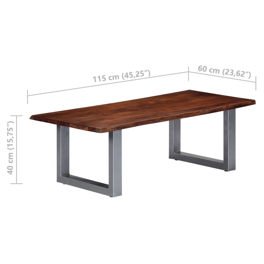 Table basse avec bord naturel 115x60x40 cm Bois d'acacia massif - XIOS