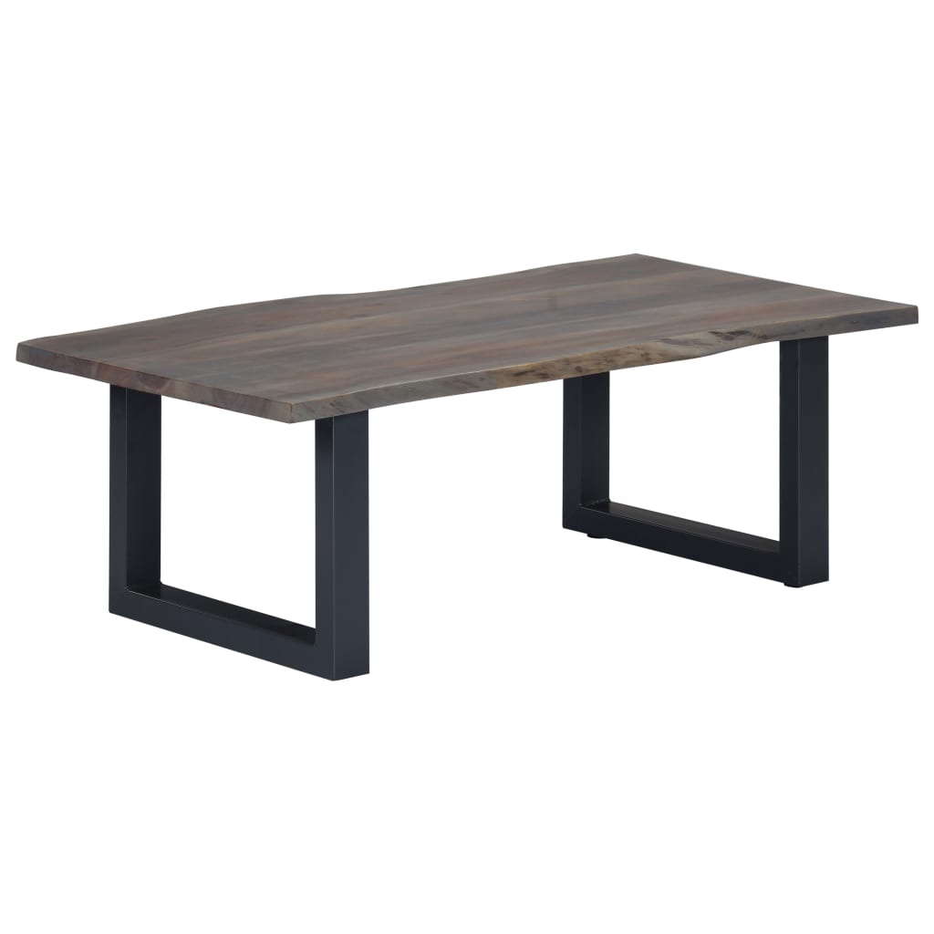 Table basse avec bord naturel Gris 115x60x40 cm Bois d'acacia - XIOS