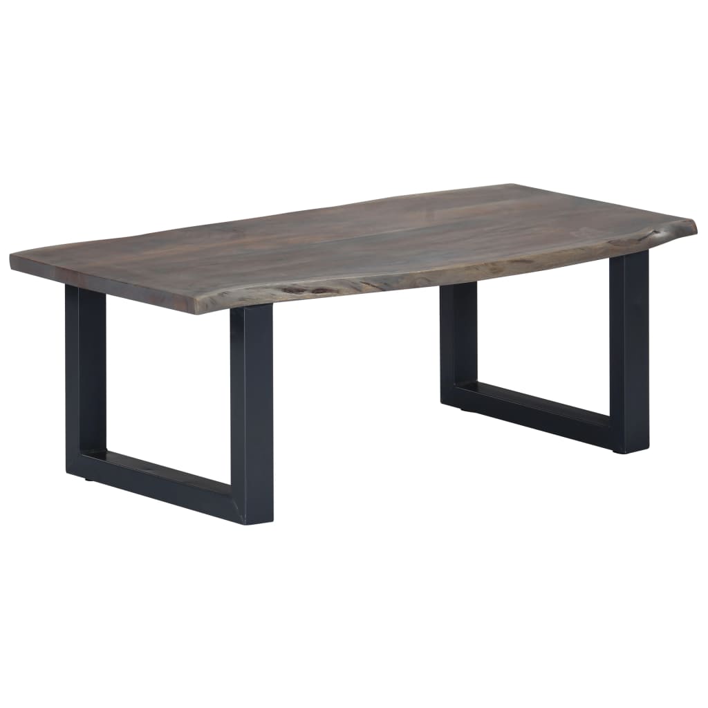 Table basse avec bord naturel Gris 115x60x40 cm Bois d'acacia - XIOS