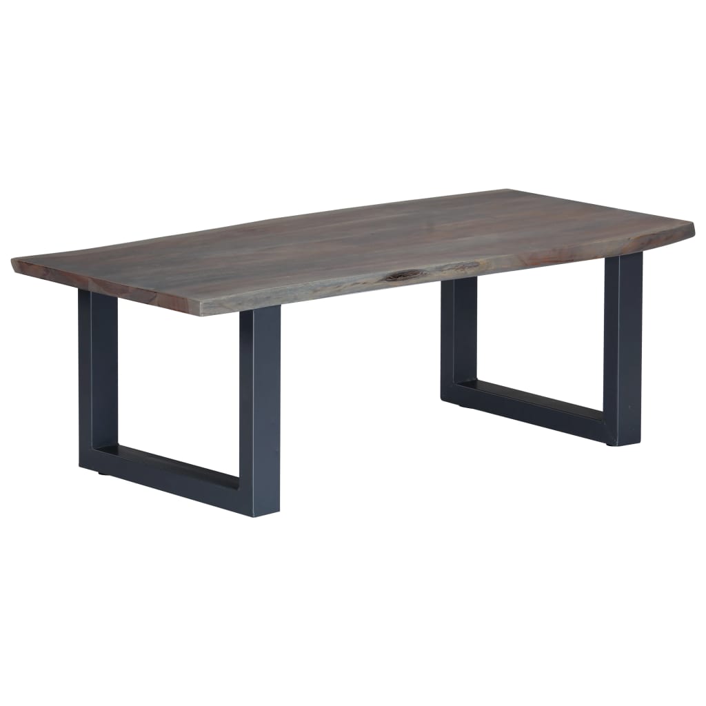 Table basse avec bord naturel Gris 115x60x40 cm Bois d'acacia - XIOS