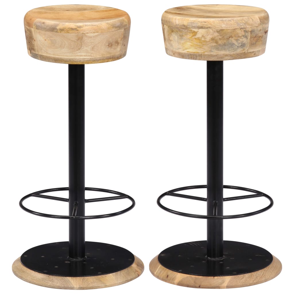 Chaises de bar lot de 2 bois de manguier solide - XIOS