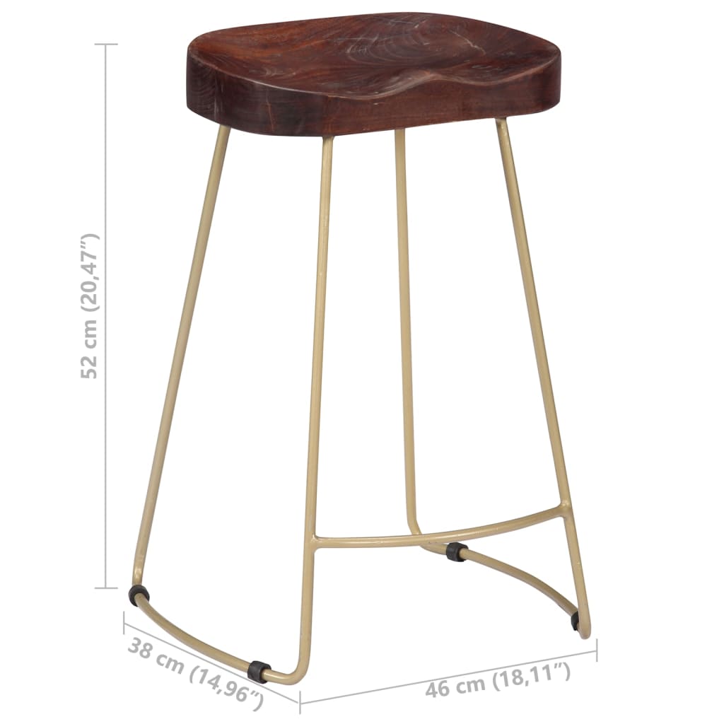 Tabourets de bar Gavin lot de 2 bois de manguier massif - XIOS