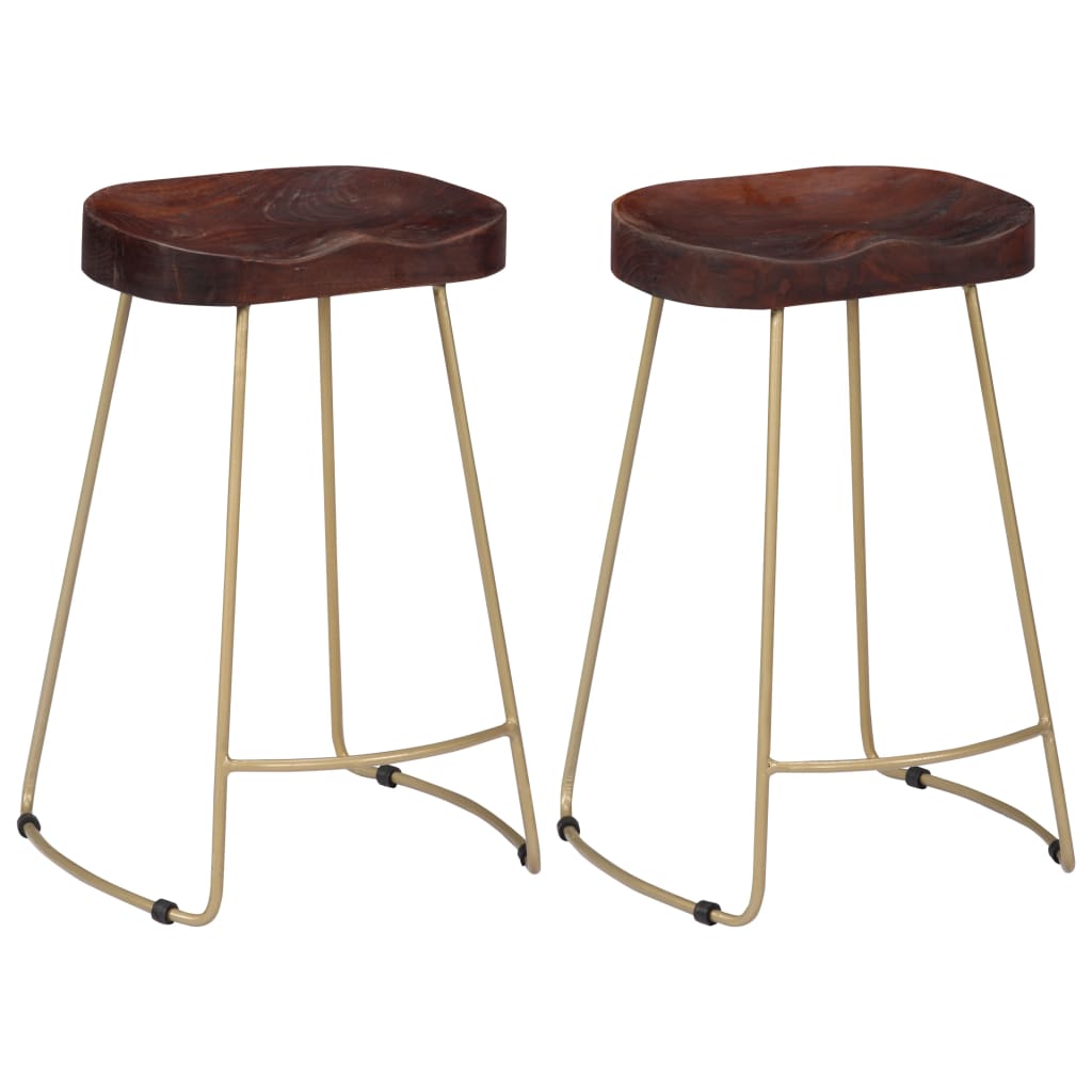 Tabourets de bar Gavin lot de 2 bois de manguier massif Tabourets de bar vidaXL
