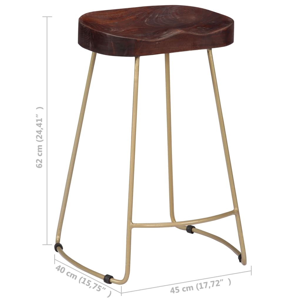 Tabourets de bar Gavin lot de 2 bois de manguier massif - XIOS