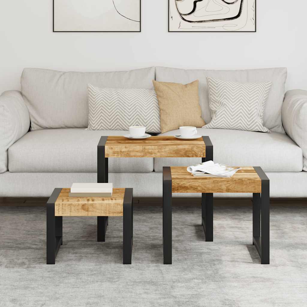 Tables gigognes 3 pcs Bois solide de manguier - XIOS