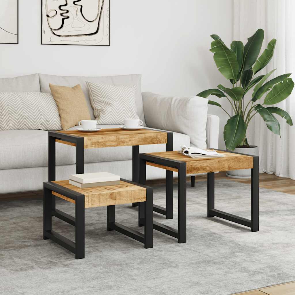 Tables gigognes 3 pcs Bois solide de manguier - XIOS