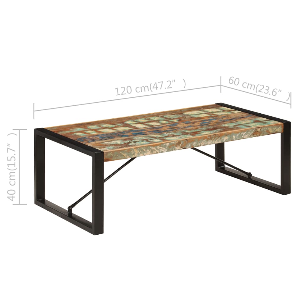 Table basse 120x60x40 cm Bois de récupération solide - XIOS