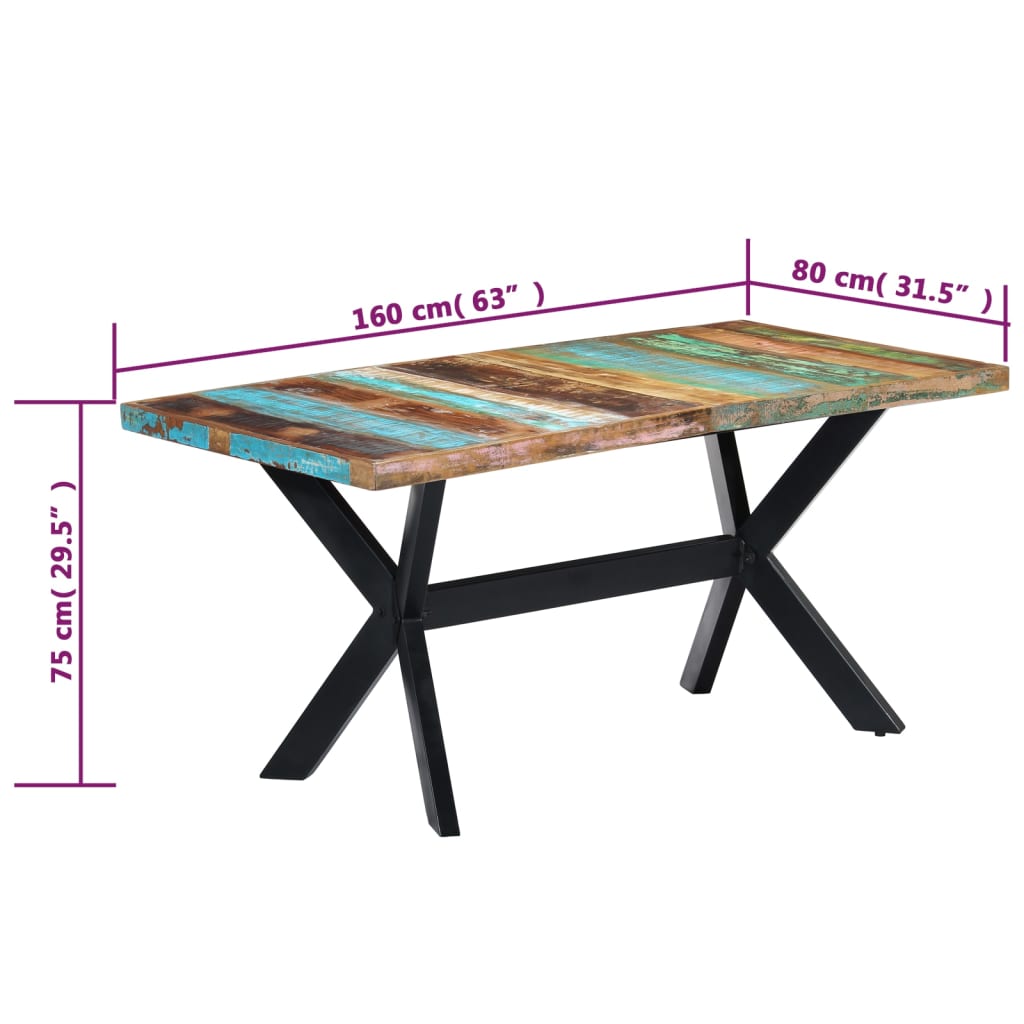 Table à manger 160x80x75 cm Bois de récupération massif - XIOS