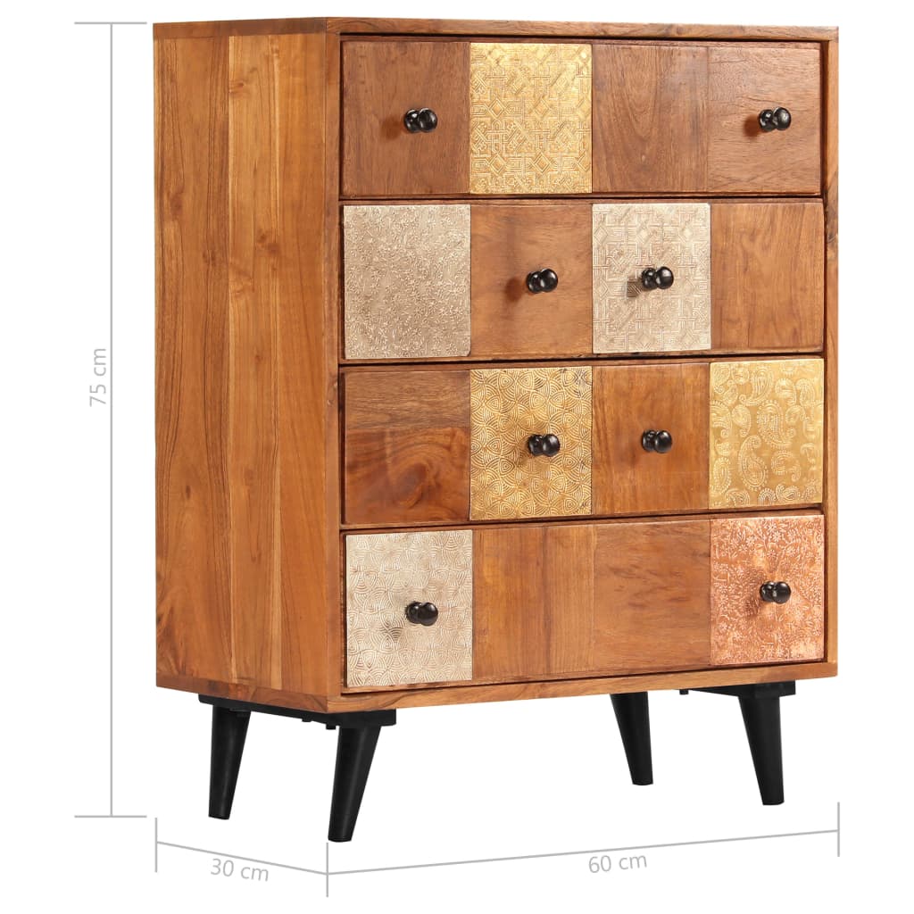 Commode à tiroirs 60x30x75 cm Bois d'acacia massif Commodes vidaXL