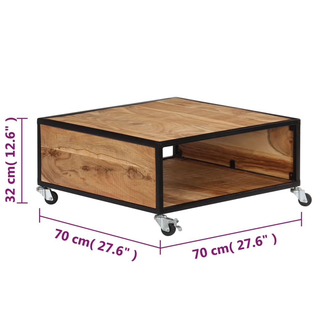 Table basse 70x70x32 cm Bois solide d'acacia - XIOS