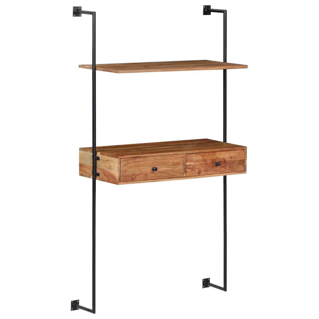 Bureau mural 90x40x170 cm Bois d'acacia solide - XIOS