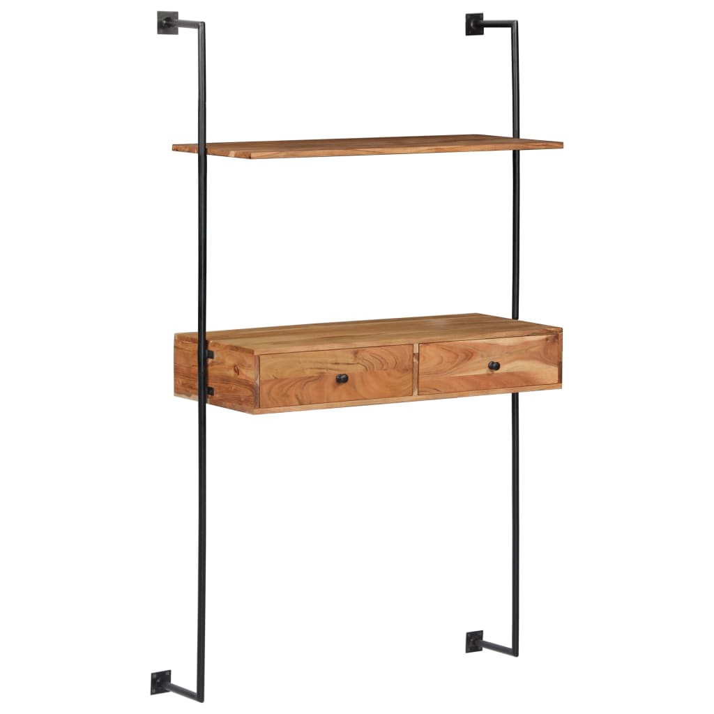 Bureau mural 90x40x170 cm Bois d'acacia solide - XIOS