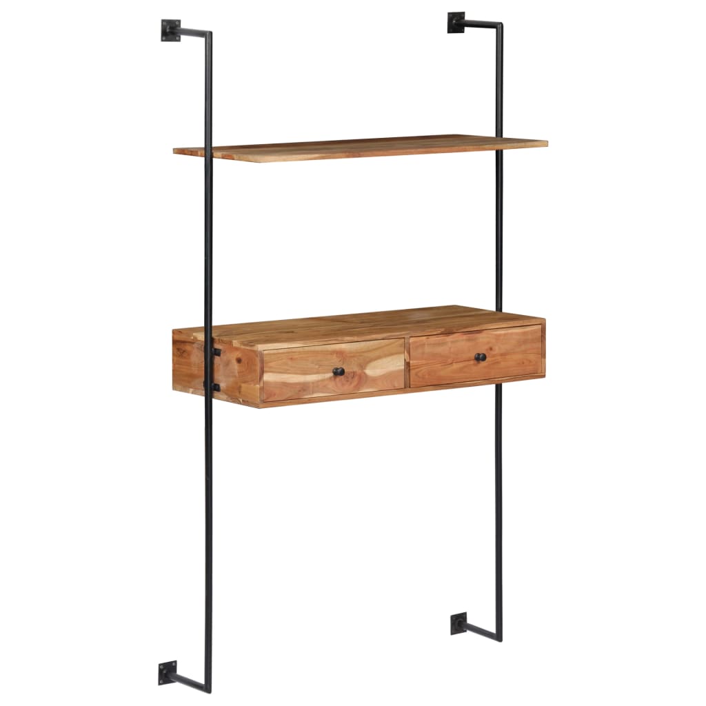 Bureau mural 90x40x170 cm Bois d'acacia solide - XIOS