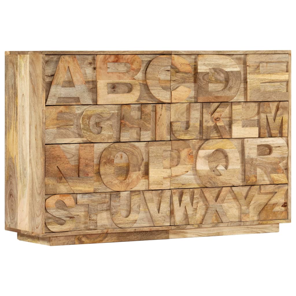 Meuble alphabétique avec 6 tiroirs 120x35x79 cm Manguier massif - XIOS