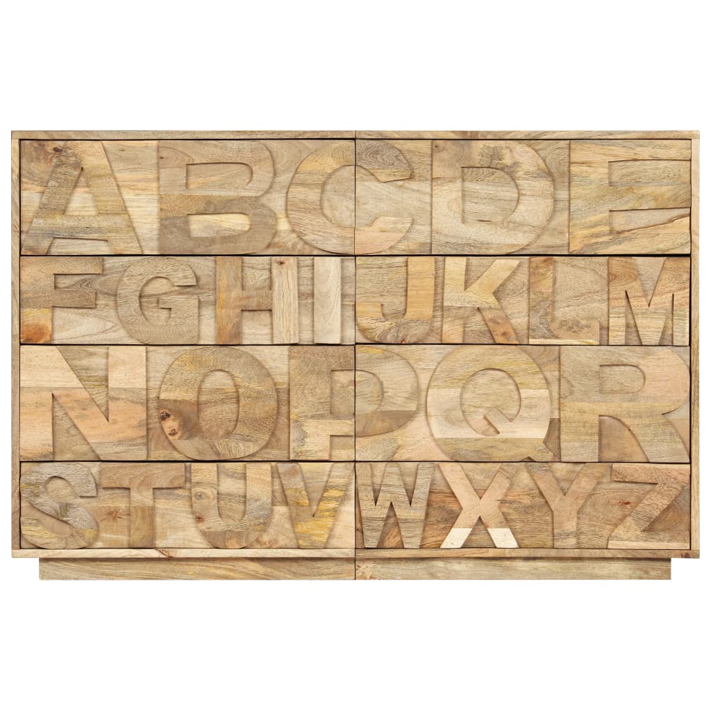 Meuble alphabétique avec 6 tiroirs 120x35x79 cm Manguier massif - XIOS