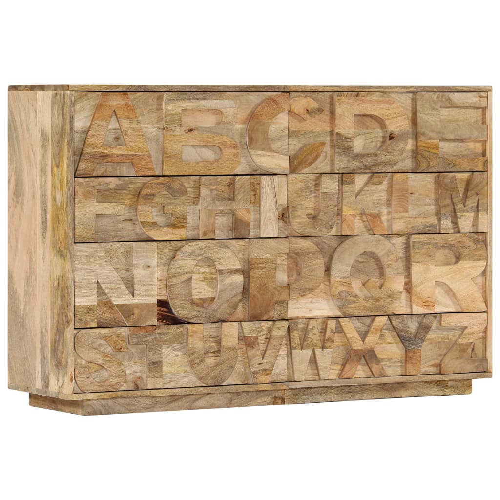 Meuble alphabétique avec 6 tiroirs 120x35x79 cm Manguier massif - XIOS