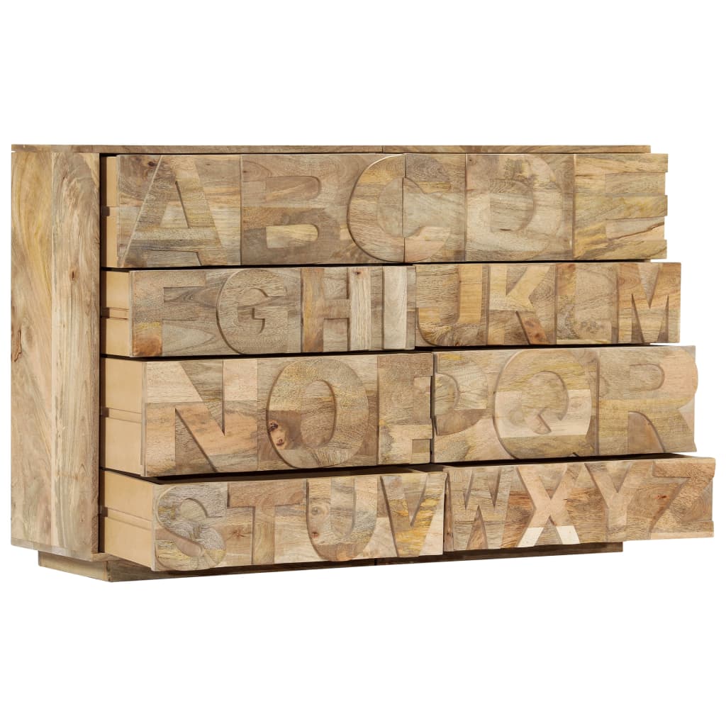 Meuble alphabétique avec 6 tiroirs 120x35x79 cm Manguier massif - XIOS