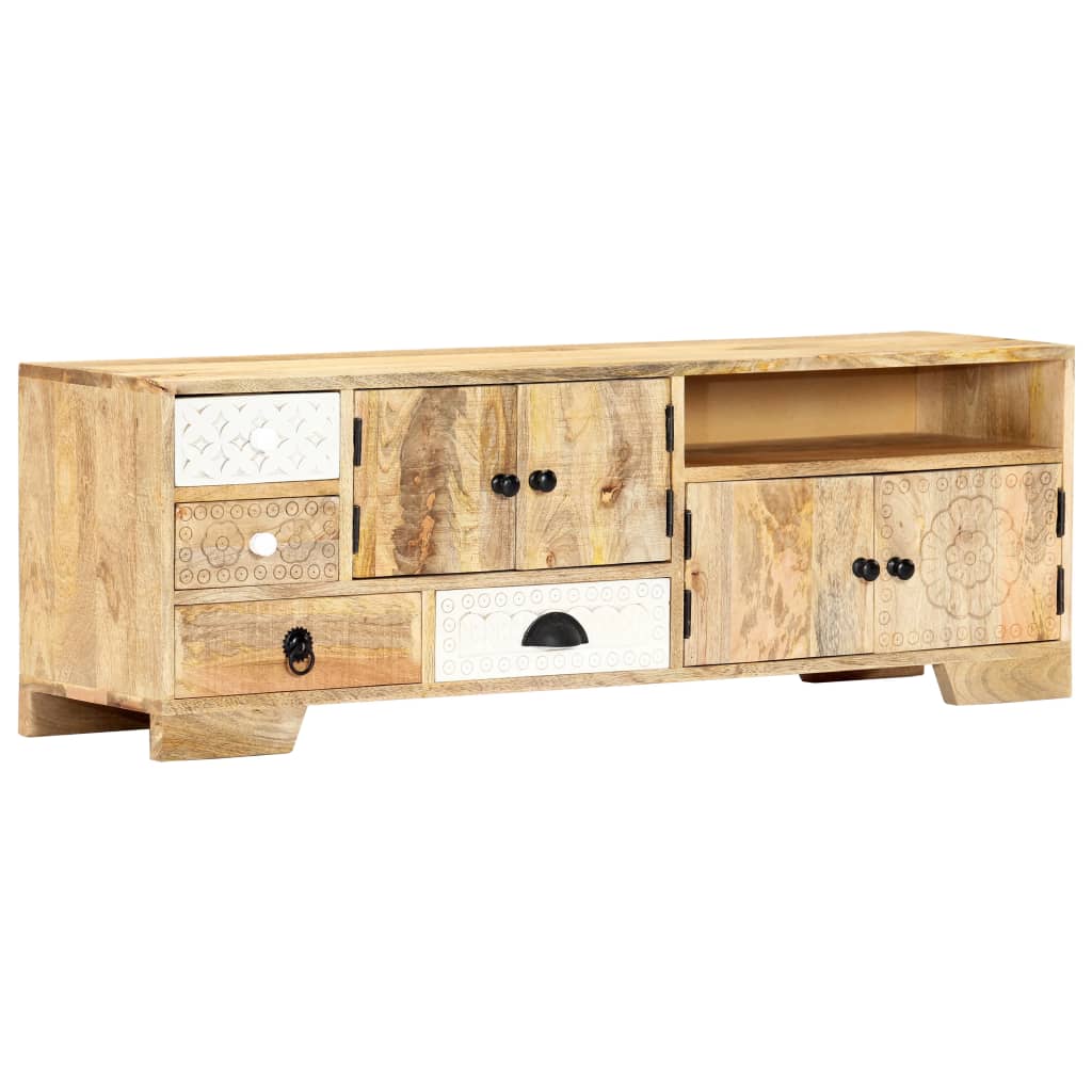 Meuble TV 120x30x40 cm Bois massif de manguier - XIOS